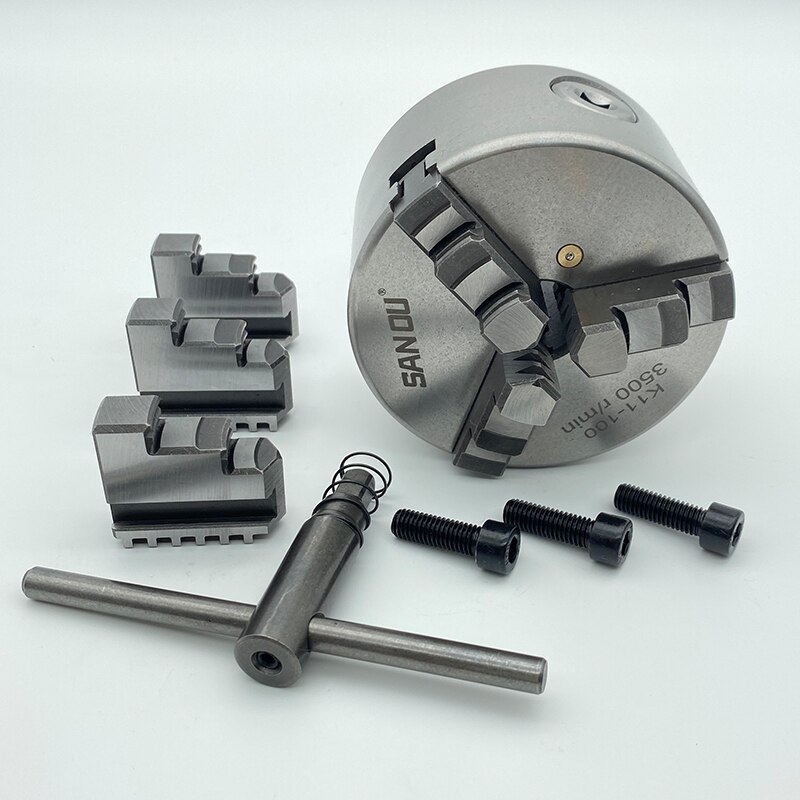 4 & #39 ;& #39 ; svarv chuck 100mm sanou märke  k11-100 tre käft självcentrerande chuck scroll chuck mini torno från ryssland