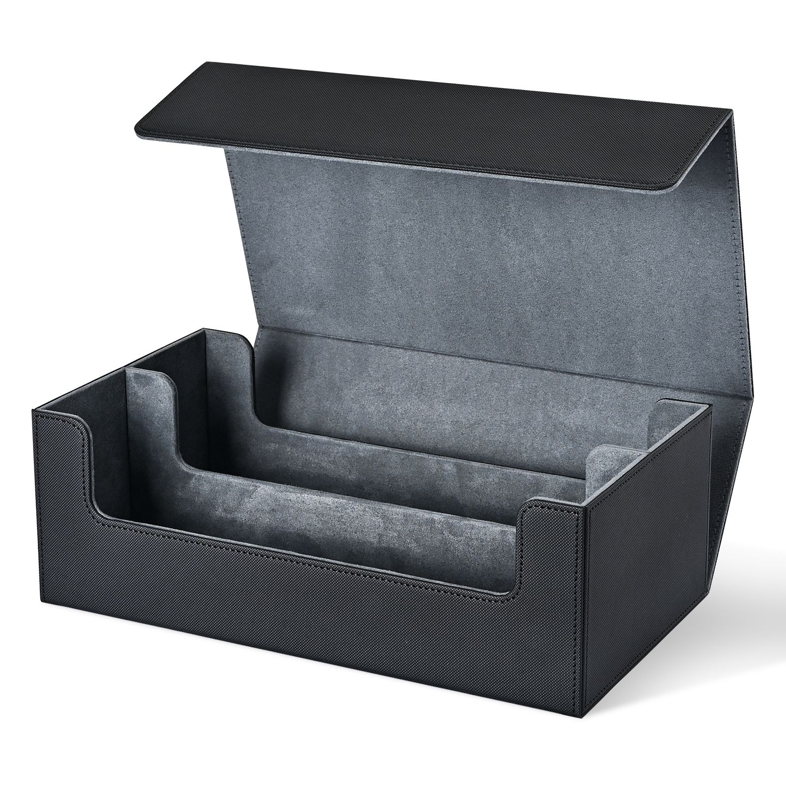 Caja de almacenamiento de tarjetas, estuche para baraja de tarjetas con más de 1200 tarjetas de una sola manga, fuertes cajas de tarjetas magnéticas de cuero PU para MTG TCG: Gris