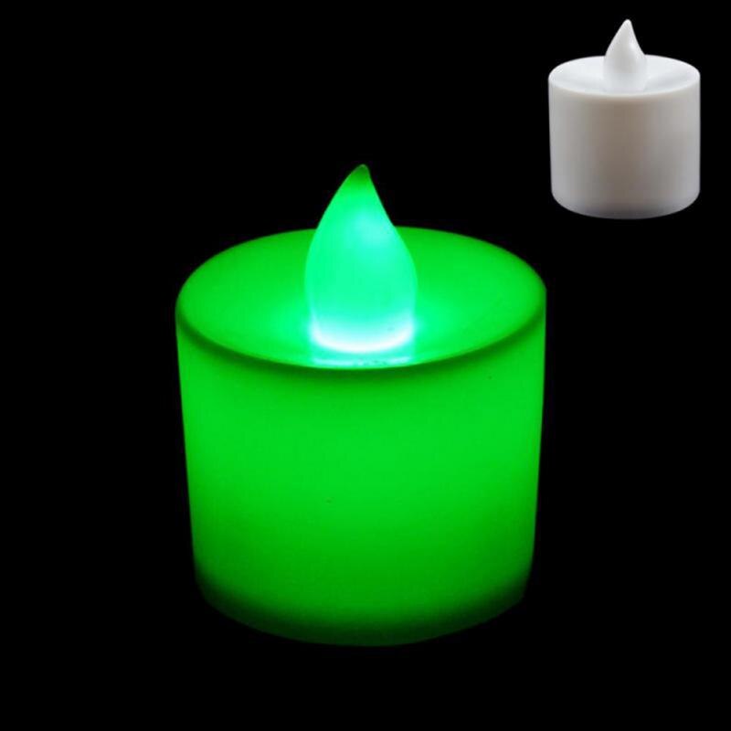 LED Candle Multicolor Lamp Simulation Color Flame Tea Light Candles Home Birthday Party Wedding Decoration Candles: green