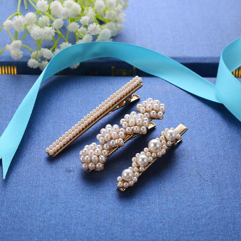 3pcs Pearls Hair Clips Hairpin Hair Barrette for Women Girls Hair Accessory