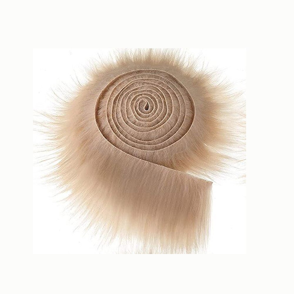 1.5M Faux Fur Ribbon Tapes DIY Apparel Sewing Fluffy Trim Trimming Fabric Home Sewing Costume Plush Stripe Collar Cap Cuff Decor: Khaki