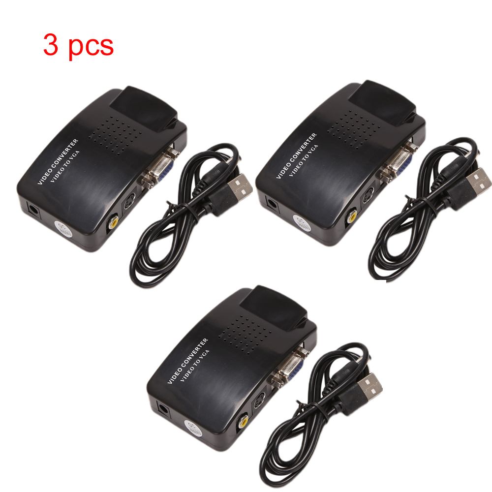 Av Naar Vga Adapter Rca Vga Converter Pc Rca Composiet S-Video Av Ingang Naar Pc Vga Lcd Output Converter Schakelkast: Oranje