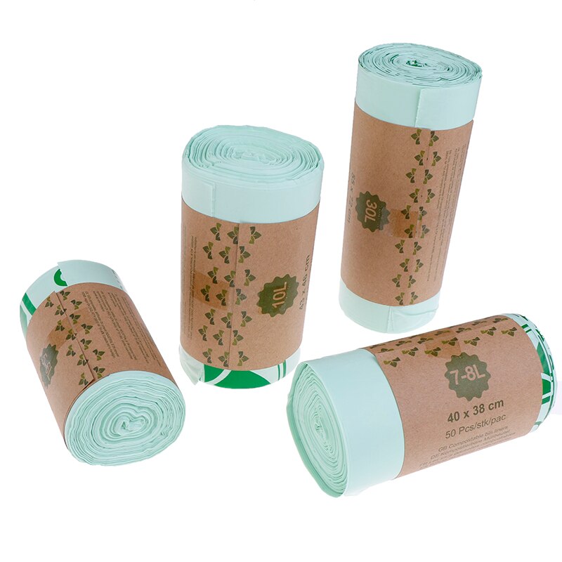 1roll Kitchen Environmentally Biodegradable Garbage Bags Garbage Bags Compostable Degradable Garbage Bags 50pcs/1roll