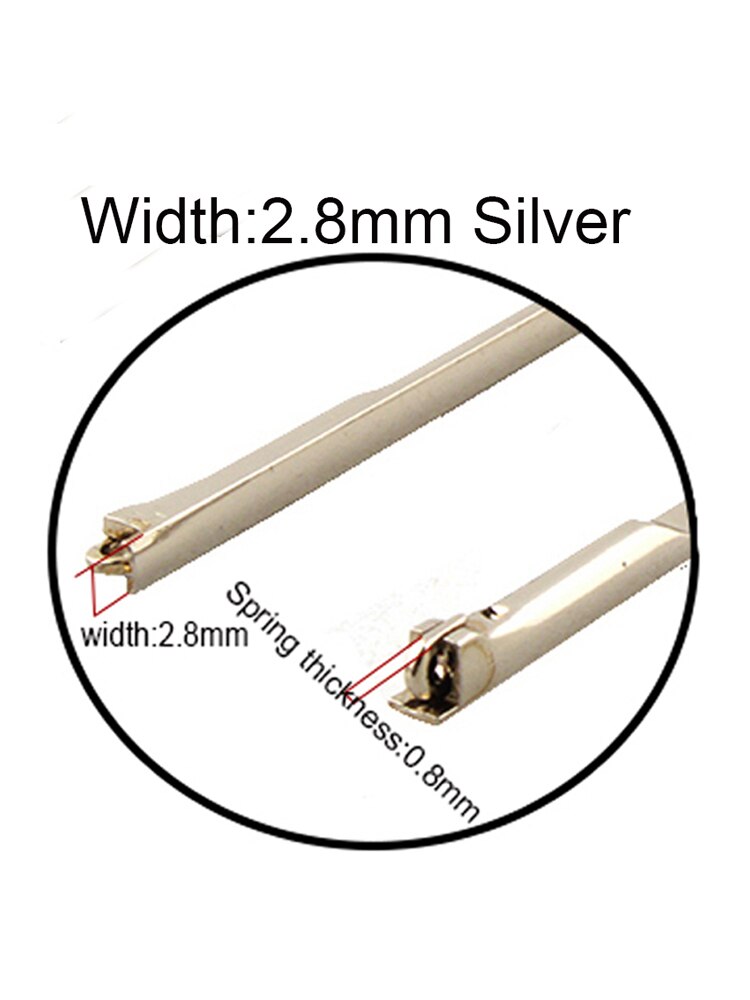 1 par ersättningsbredd 2.6mm 2.8mm solglasögon glasögon metall glasögon ben metall tempel arm med spets: Silverbredd 2.8mm