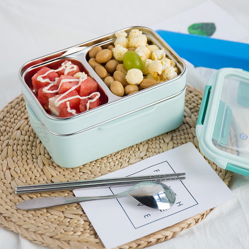 Lunch Box for Kid Stainless Steel Double Layer Food Container Portable for Kids Kids Picnic School Bento Box Bento for Lunch