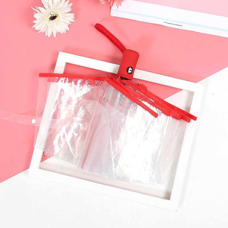 Creativo Ombrello Trasparente Ombrello Automatico Tre Donne Pieghevoli Ombrelli Compatto Pieghevole Antivento Stile Chiaro ombrello: 05