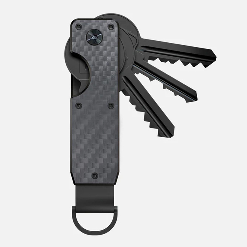 Key Organizer Compact Holder Metal Key Chain Minimalist key case holder for keychain Secures 1-5 Keys: black