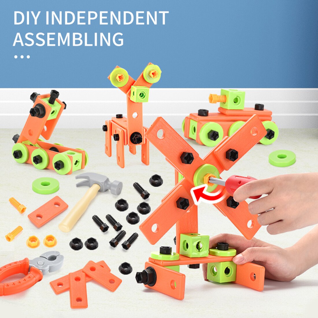 72Stck freundlicher vorgeben abspielen Simulation Ingenieurwesen Montage Werkzeug Spielzeug Mit Lagerung Kasten Für freundlicher Bildung Spielzeug Geburtstag