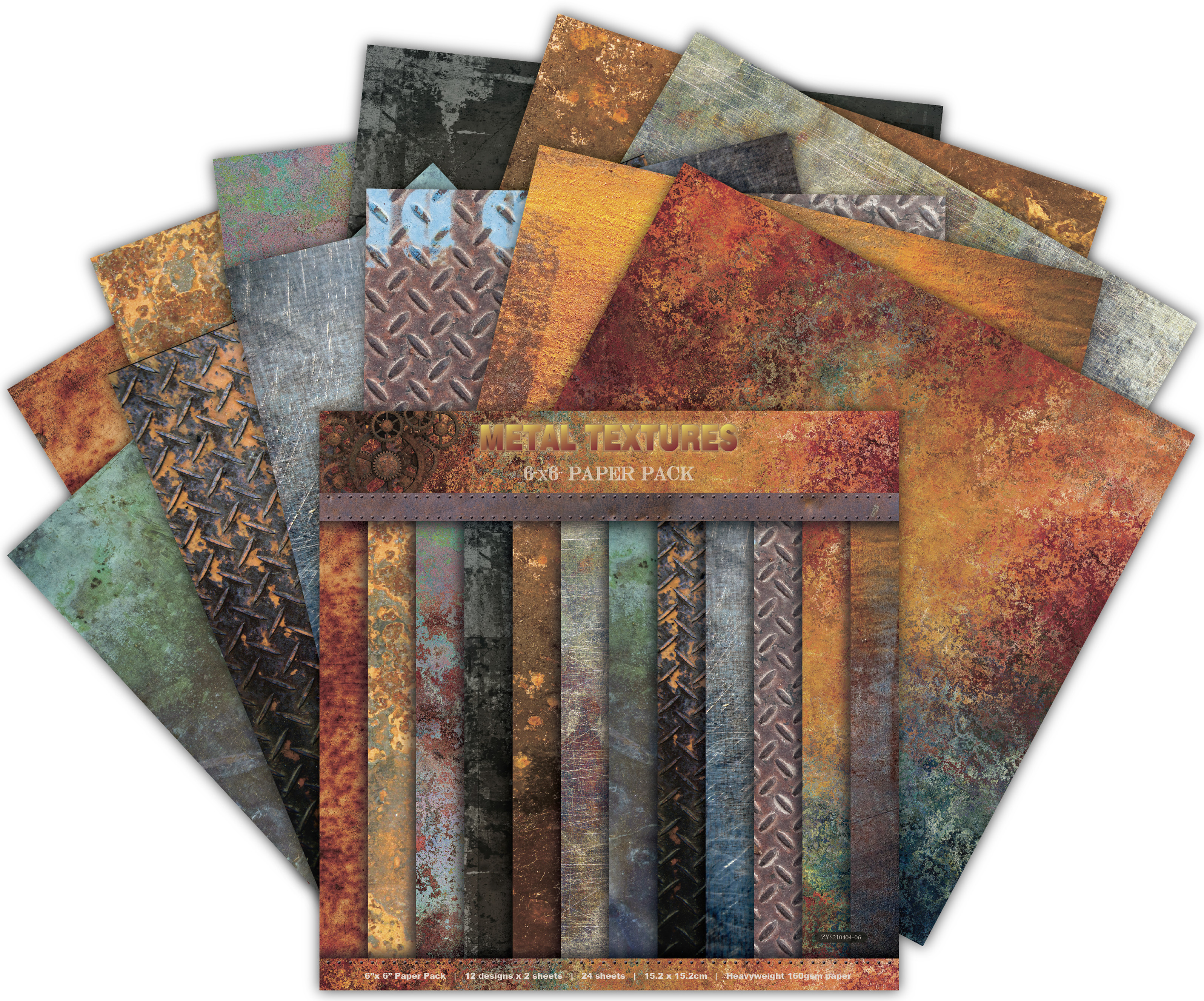 Metal textures style Scrapbooking paper pack of 24 sheets handmade craft paper craft Background pad
