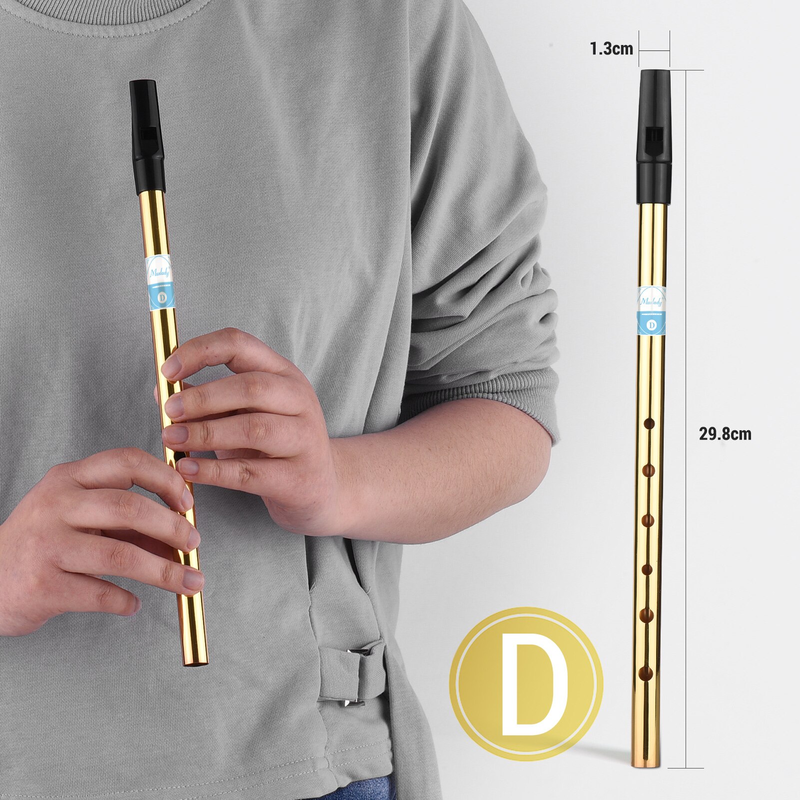 Muslady Irish Whistle Flute Key of D 6 Holes Flute Wind Musical Instruments for Beginners Intermediates Experts