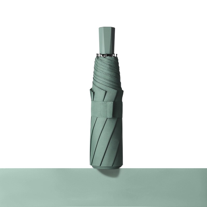Paraguas de lluvia portátil para hombre y mujer, sombrilla de Anti UV, a prueba de viento, plegable, 8 varillas: Umbrella Green 1