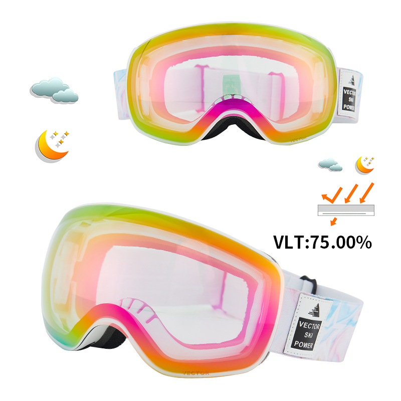 Otg karakteristisk tryk strop skibriller snebriller mænd skibrille anti-dug snowboard skiløb kvinder solbriller udendørs sport: Farve 19