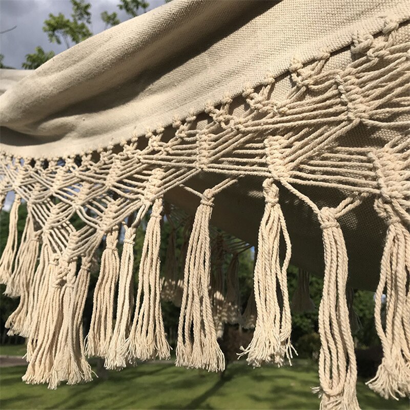 2 person hængekøje boho stor brasiliansk macrame fringe dobbelt deluxe hængekøje gyngestol til ude/indendørs terrasse veranda indretning