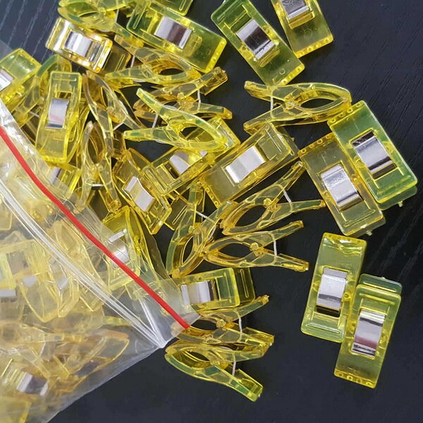 20 st/pack färgglada plastklämmor klämmor syklämmor klämmor hållare tyg tyg lapptäcke sömnad quiltklämmor 27 x 10 x 15mm: Gul