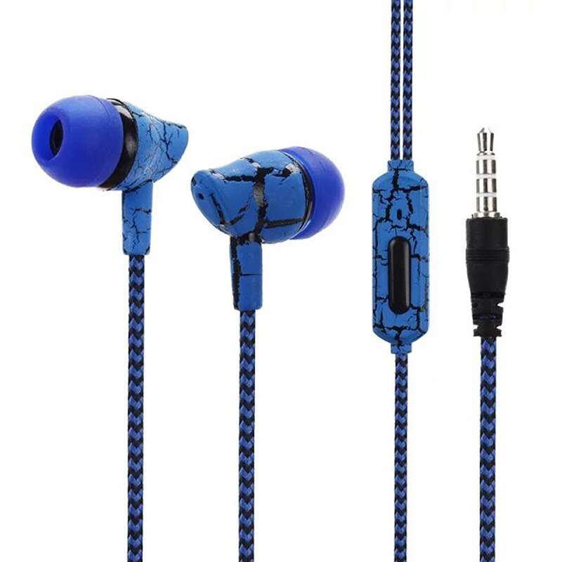 Bedrade Crack Gevlochten Oortelefoon Draagbare Stereo Anti-Skip In Ear Oordopjes Met Microfoon Voor Smart Phone Tablet Pc