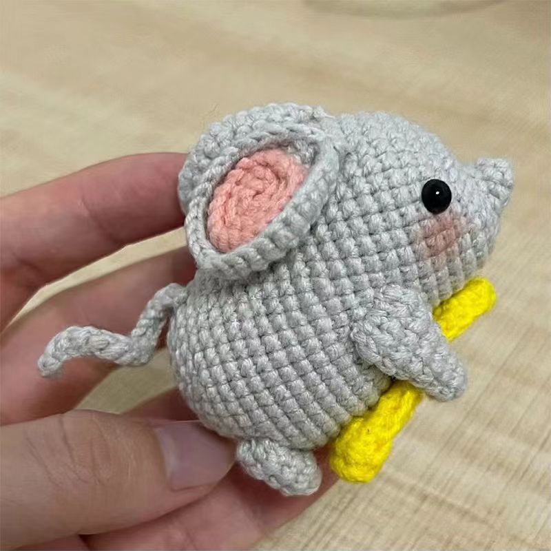 Tricot fait à la main bricolage artisanat souris poupée de dessin animé porte-clés décoratif Kit de Crochet pour les débutants adultes apprendre au Crochet matériel Kit