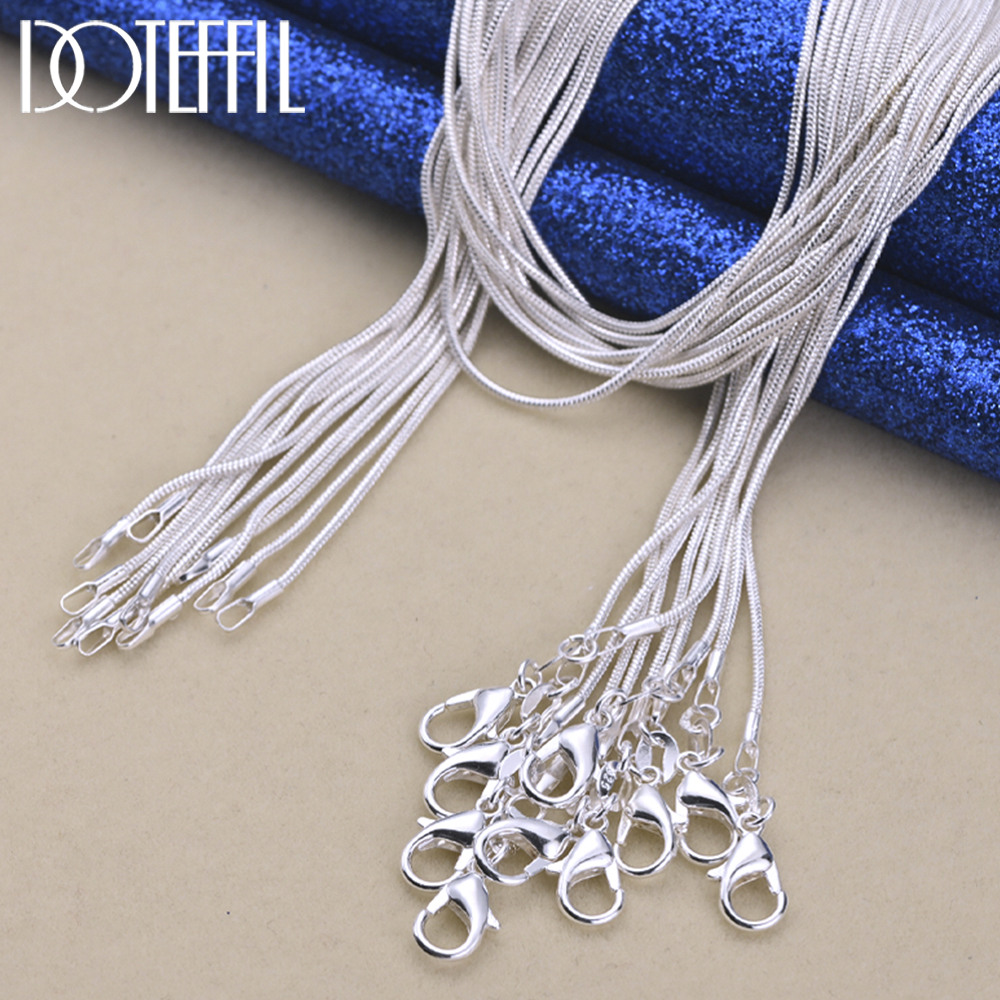 DOTEFFIL Plata de Ley 925 5/10 unids/lote 16/18/20/22/24/26/28/30 pulgadas 1,2mm collar de cadena de serpiente para mujer hombre joyería de