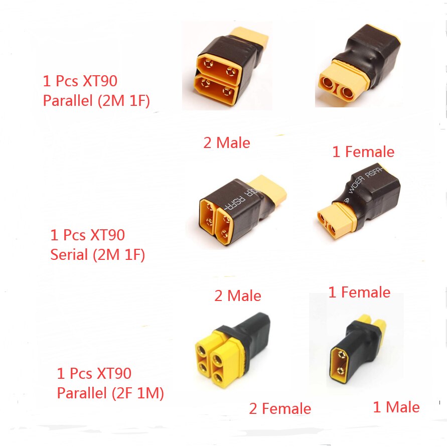 1 SZTUK Deans T Plug EC3 EC5 XT60 XT90 Równoległy adapter szeregowy Lipo Battery Converter Złącze Wtyczka DIY RC Model akcesoria