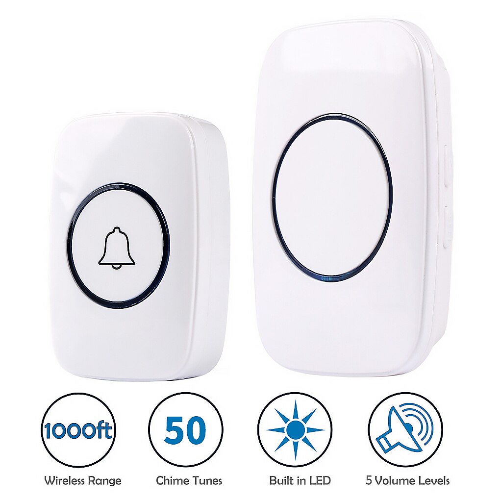 Wireless Smart Doorbell IP44 Waterproof Doorbell with Receiver and Transmitter US: Default Title