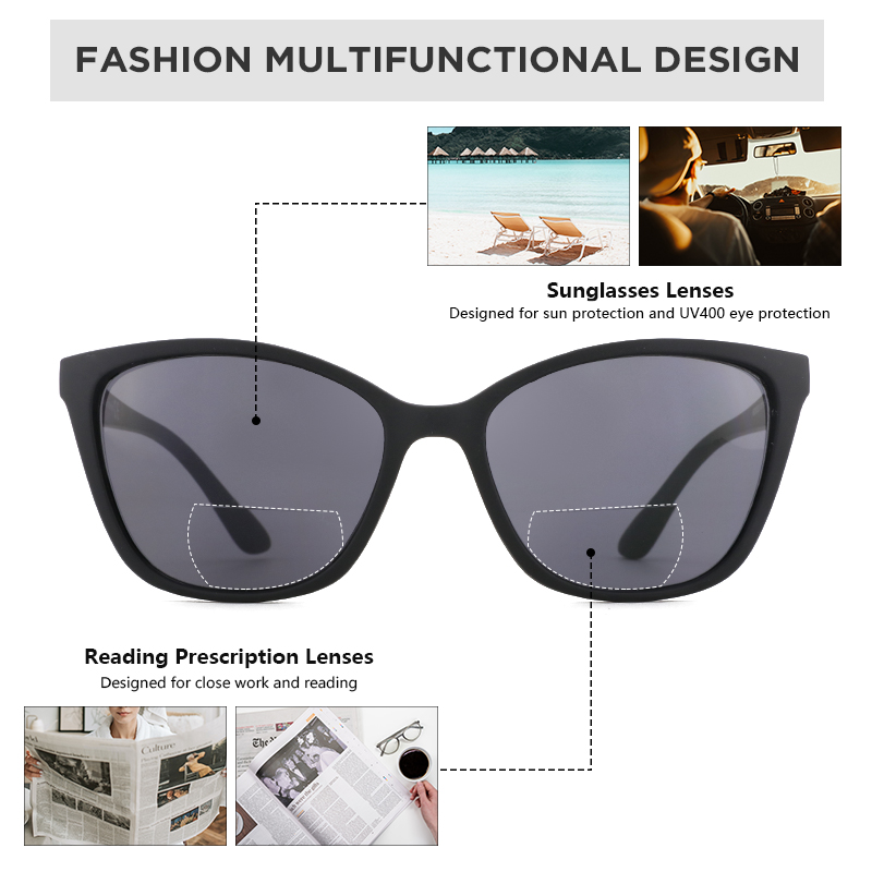 ZENOTTIC Butterfly Bifocal Reading Sunglasses Women Men Presbyopia Eyewear Sun Glasses Reader With Diopter From +100 to +350