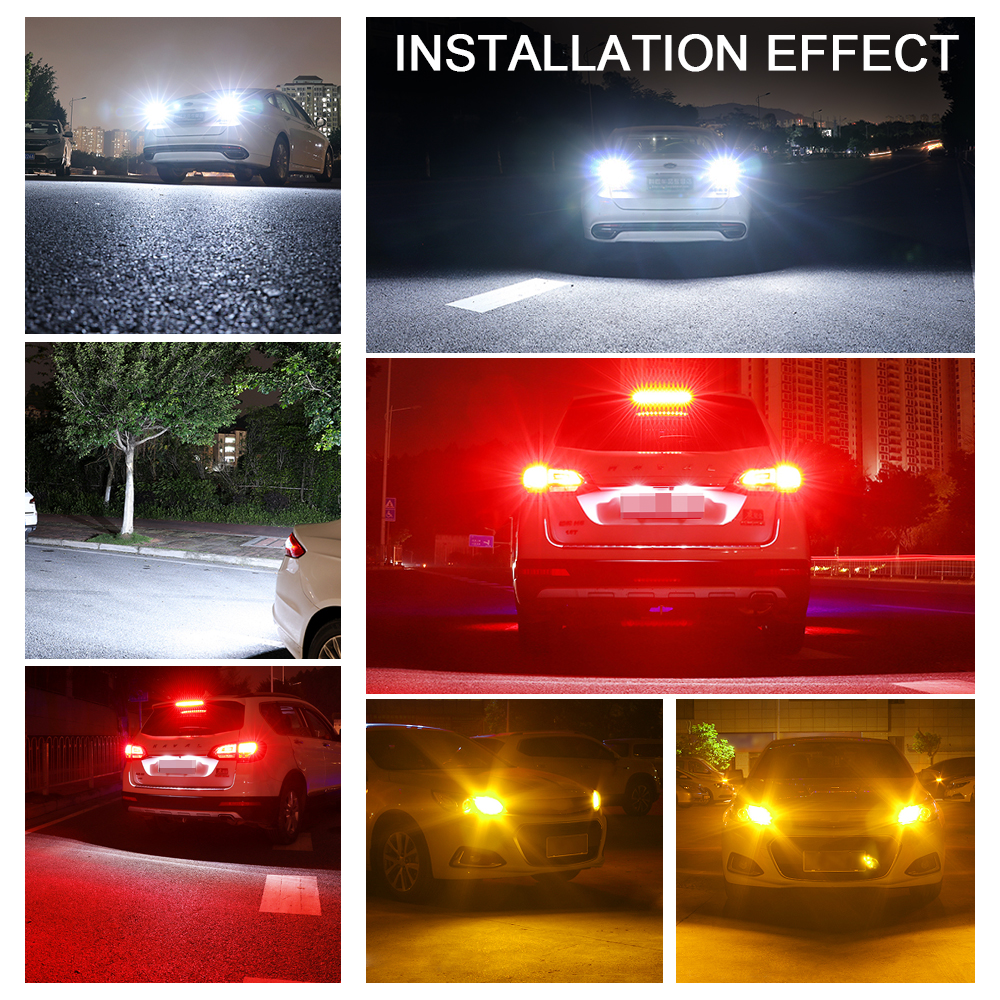 Bombilla LED para intermitente de coche, accesorio P21W 1156 BA15S BAU15S PY21W 1157 BAY15D P21/5W 21/5W T20 7443 T25 3157, 1800LM, 2 uds.