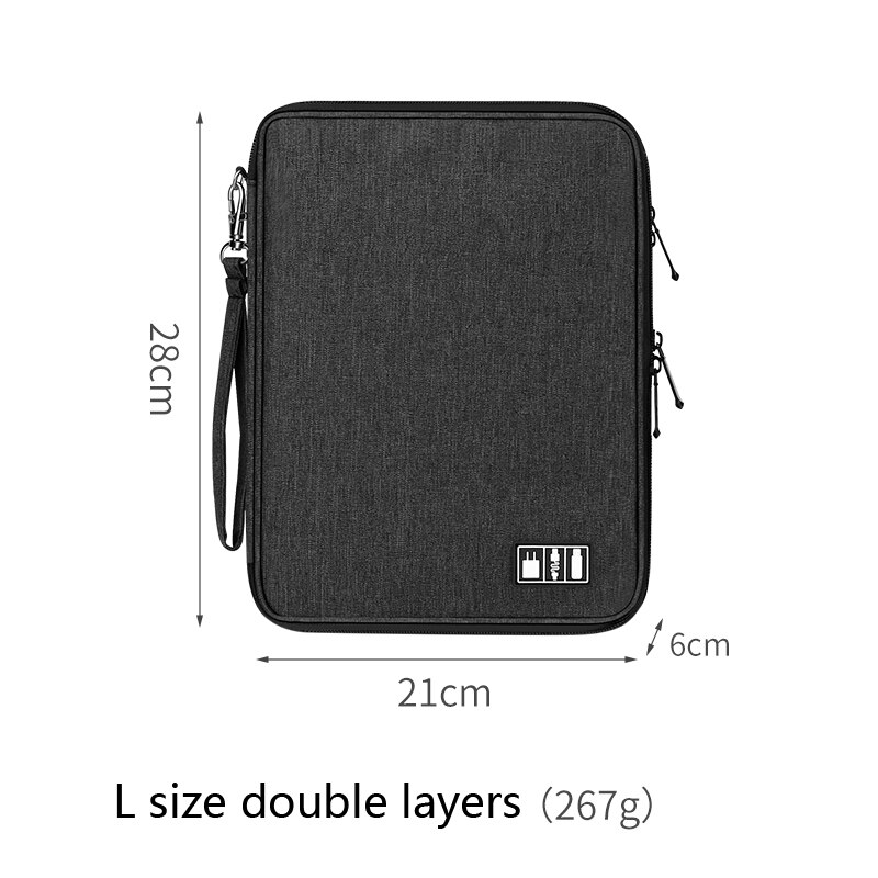 Bubm Zak Voor Elektronische Accessoires Reizen Elektronische Organizer Opslag Voor Data Draad Ipad Harde Schijf: L size double layers