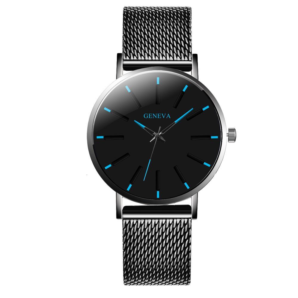 Horloge Mannen Horloge Mannen Ultradunne Zakelijke Mannen Horloges Quartz Roestvrij Stalen Band Polshorloge Mannelijke Klok Relogio masculino: black blue