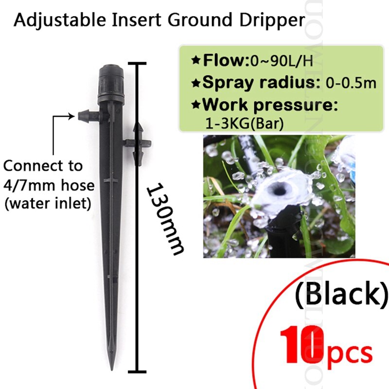 5~50M Smart Garden Watering System Automatic Micro Drip Irrigation Watering Kits Garden Watering Timer Kit Irrigation System: 10pcs Black