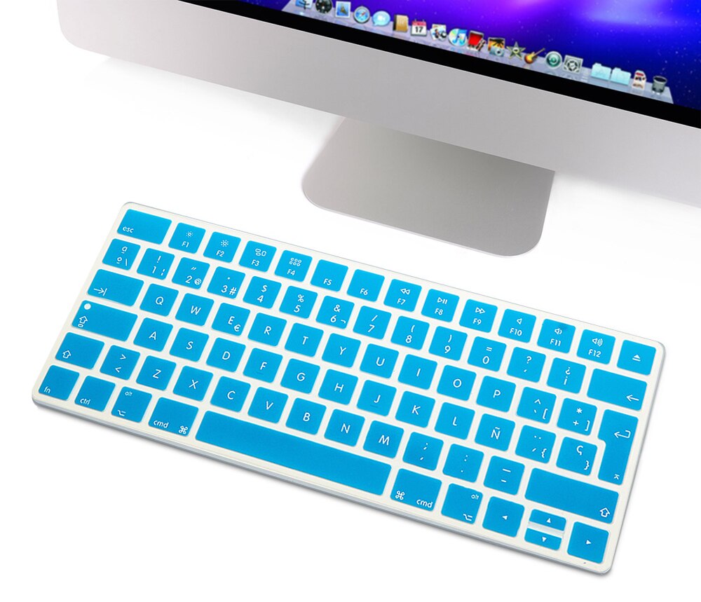 HRH Slim ESP hiszpańska klawiatura pokrywa silikonowa skórka do Apple Magic bezprzewodowa klawiatura Bluetooth MLA22LL/A (A1644,2015 wydany): Turquoise