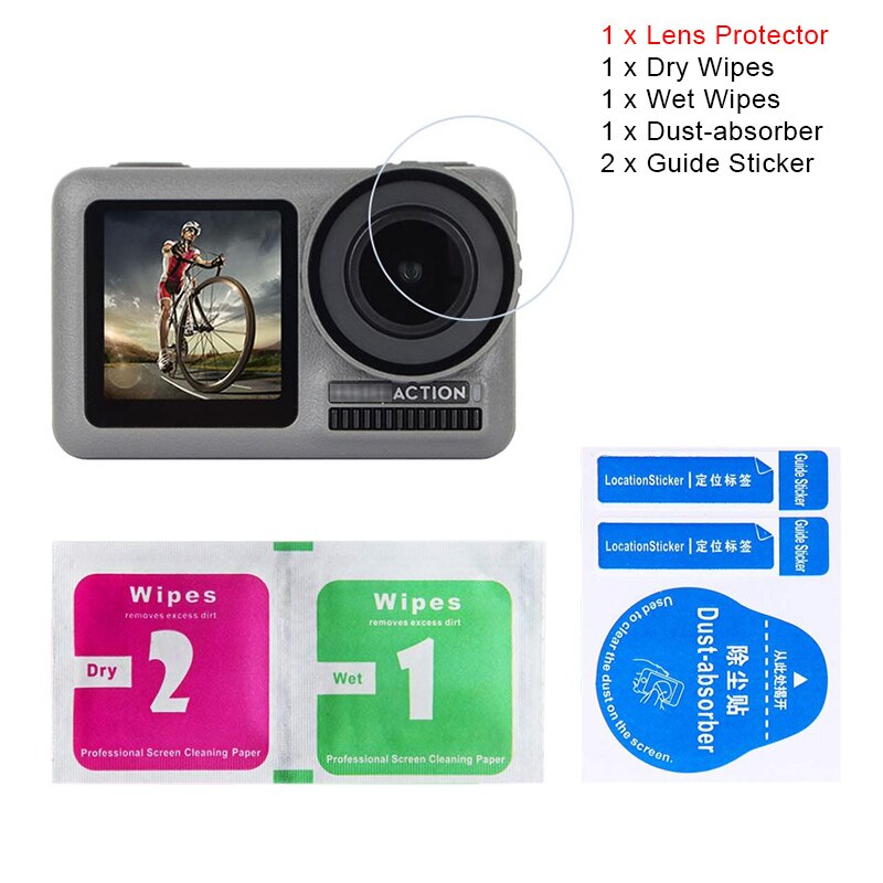 Lente de vidrio templado 3 piezas + Protector de pantalla LCD para Cámara de Acción DJI OSMO película protectora para deporte DJI OSMO cam accesorio: Lens Protector