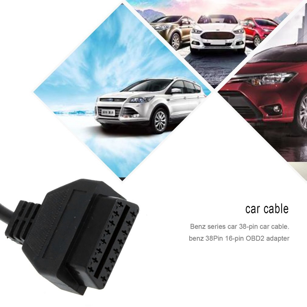 38 polet bil diagnostik stik kabel til benz 38 pin mandlige  to 16 pin hun obd 2 obdii stik adapter diagnostik værktøj
