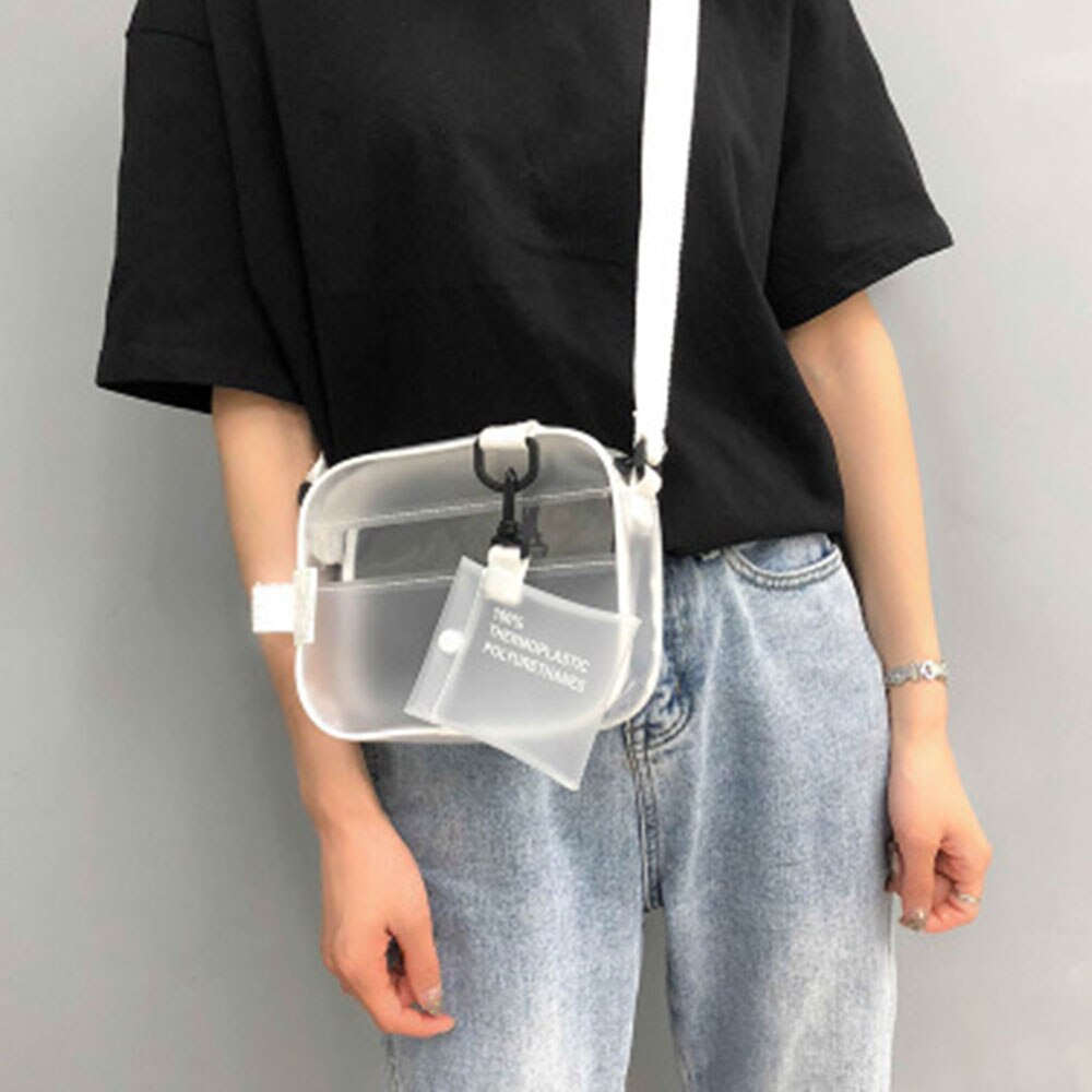 Women Clear Tote Bag Pvc Handbag Shoulder Transparent Beach Clutch Purse Diagonal Bag
