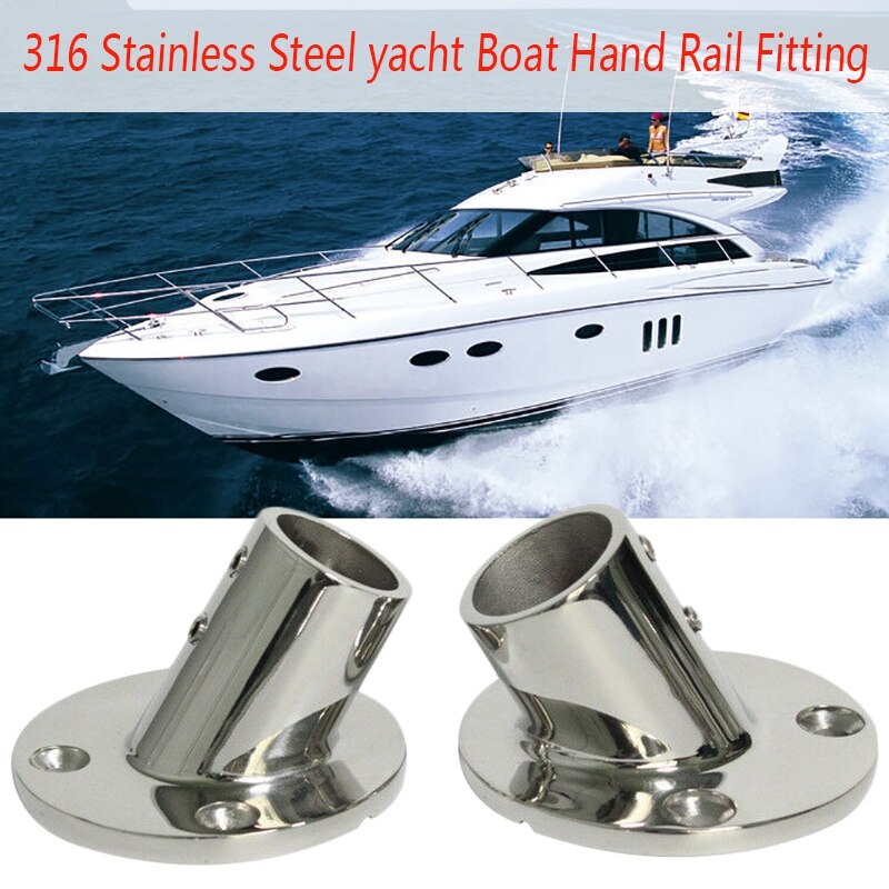 2X Boat Hand Rail Fitting Stainless Steel 7/8 inch 22Mm Pipe 60 Degree Round Base