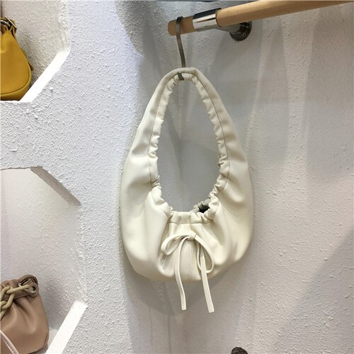 Damestassen voor dames leren handtassen dames wolken handtas messenger schoudertas dames vintage leren dumplings bolso: Wit