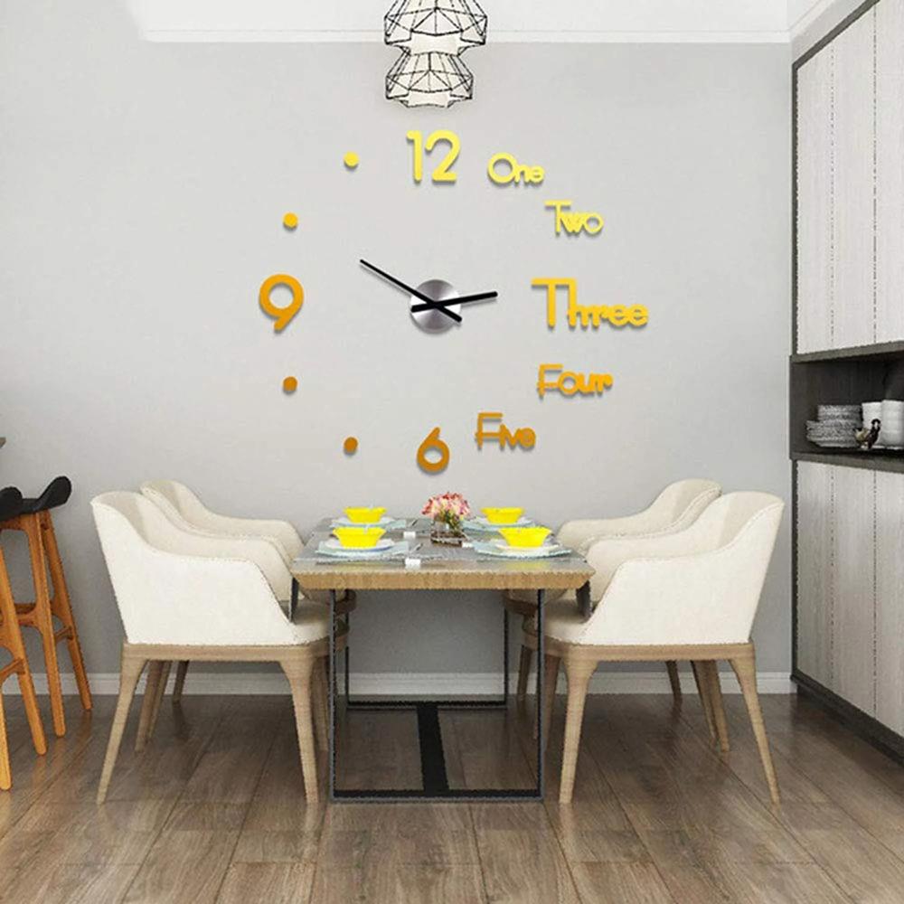 Creatieve Diy Wandklok Moderne 3D Wandklok Met Spiegel Aantallen Stickers Voor Home Office Decoraties: 02