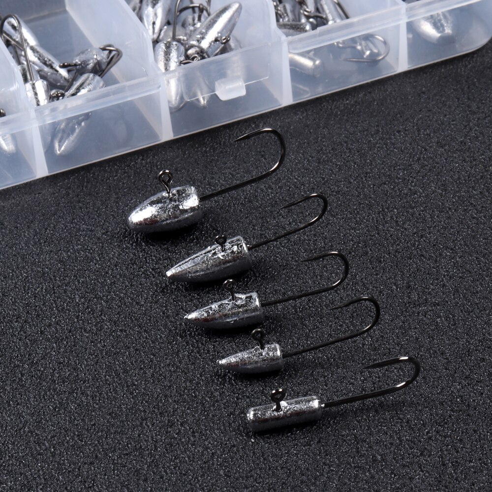 1Box Mixed Weight Jig Head Hook Set Exposed Lead Jig Hooks Crank Jig Head Hook for Carp Fishing Lure Soft Worm