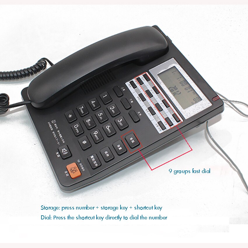 Corded Landline Telephone with FSK / DTMF Caller ID, 9 Fast Dial, Volume Adjustment, Wall Mountable Phone for Home Office: black