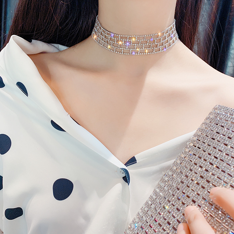 Mode Vrouwen Ketting Sexy Halsbanden Glanzende Pailletten Onzichtbare Meisjes Choker Ketting Engagement Bruiloft Sieraden