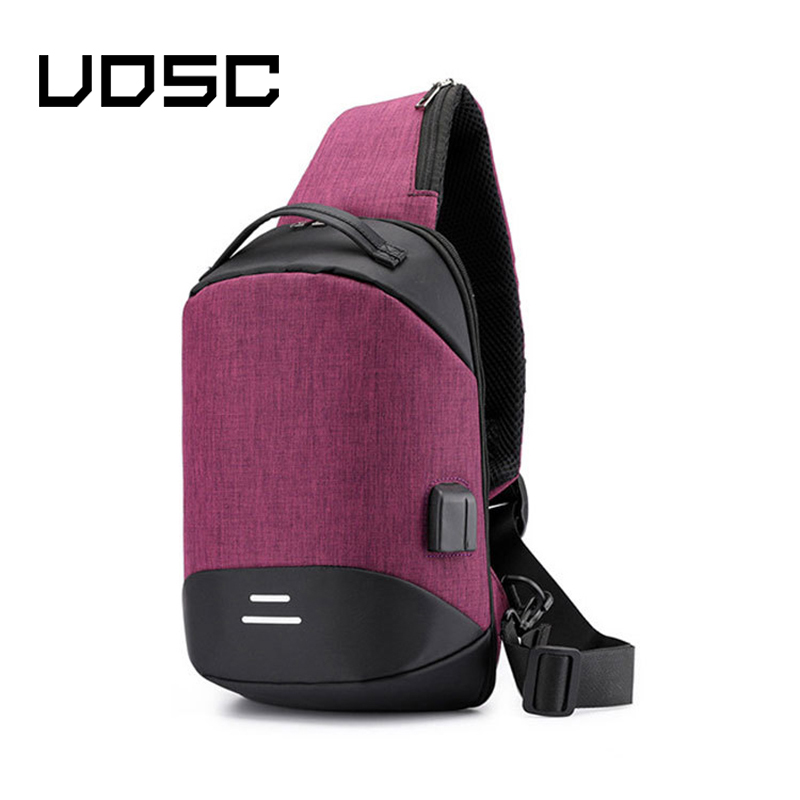 UOSC Chest Bag Men Crossbody Bag USB Anti-theft Buckle High Capacity Suit For Pad Water Shoulder Bag Trave Bag