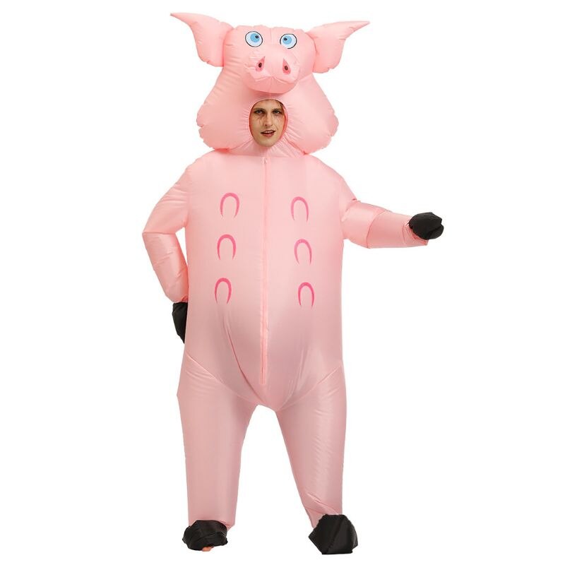 Inflatable Pig Costume Halloween Cosplay Fancy Dress Adult Funny Blow up Outfit E65D