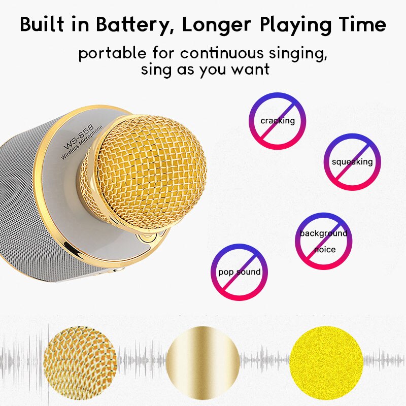 Wireless Bluetooth Microphone Speaker Handheld Microphone Karaoke Mic Music Player Singing Recorder KTV microfone