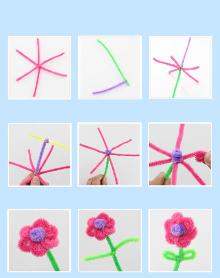 Hand verdreht plüsch Stock blume töpfe Kindergarten freundlicher DIY blume handwerk spielzeug Puzzle eltern-Art-handgemachte Bausatz