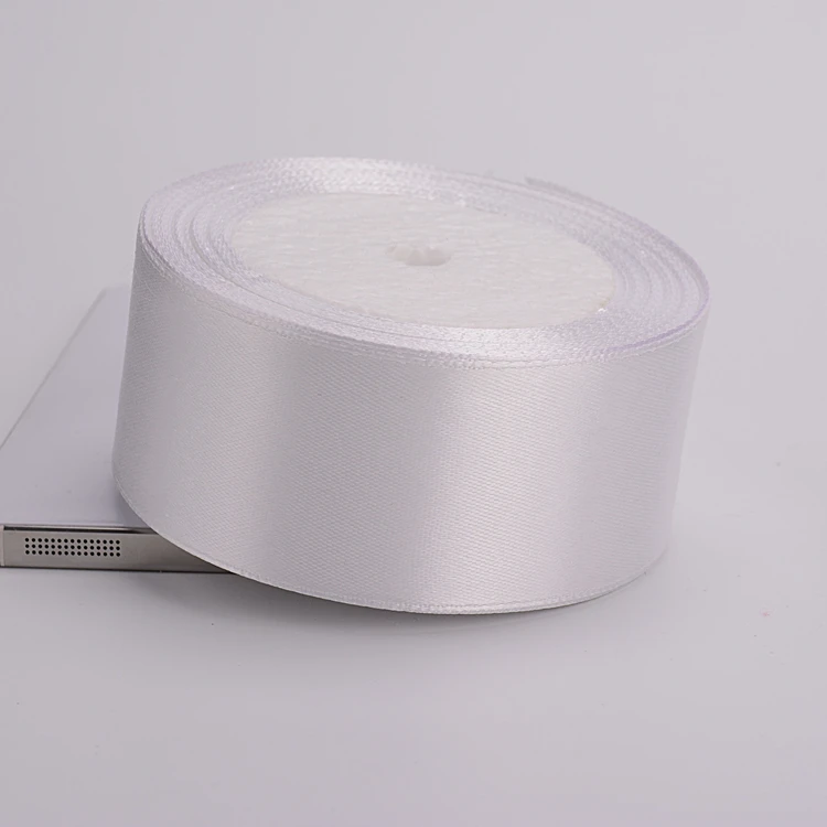 Cinta de tela satinada de poliéster blanco para decoración de tartas, cintas para envolver pasteles, accesorios de bricolaje, 6mm-50mm, 25 yardas: Latón