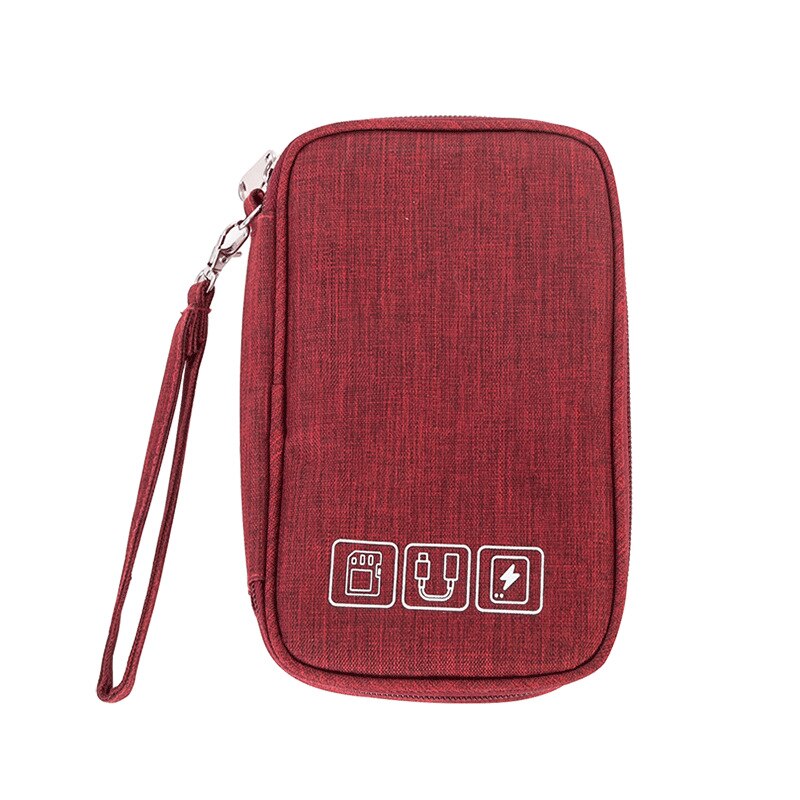 Cable Organizer Travel Bag Wires Charger Digital Bag USB Gadget Portable Electronic Bags Zipper Case Storage Pouch Accessories: Wine red