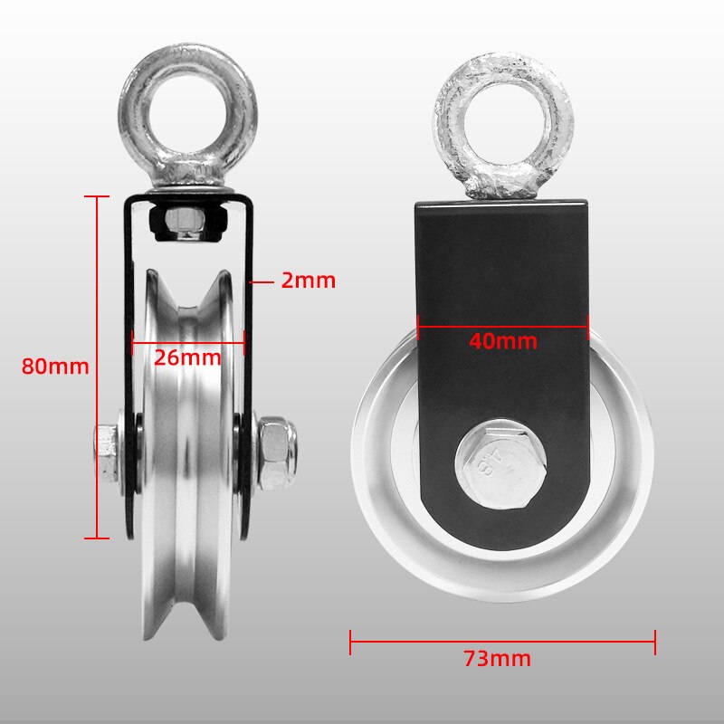 73-95mm Lagerbier Heben Fitnessstudio Rolle Stille U bilden Hängen Rad Fitness Festigkeit Ausbildung Zubehör Schwere Traktion Rad: 73mm