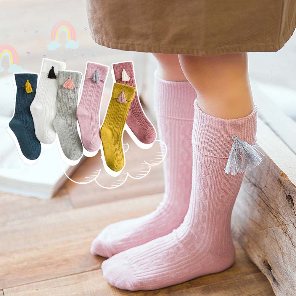 Bas bébé fille genou haut gland long tube jambières hiver automne côtelé princesse enfant en bas âge enfants rayé coton bas