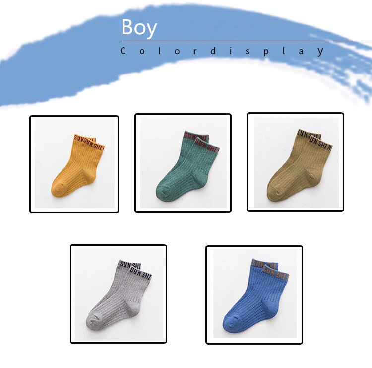 Chaussettes en coton peigné pour enfants, 1 à 12 ans, Paris/Lot, couleur unie, Style Simple, pour filles et garçons