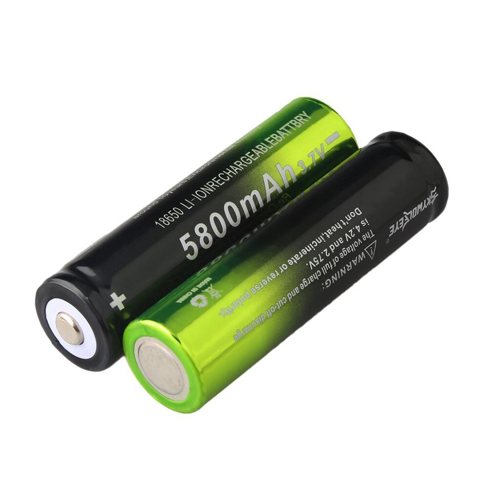 2pcs 18650 Rechargeable Battery 5800mAh 3.7V Lithium ion batteries For 4.2v Flashlight Battery+EU Plug Dual Battery Charger