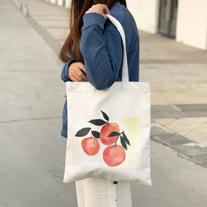 Bolso de hombro para estudiante impresión naranja, cremallera de lona para teléfono móvil, viajes, B5: Blanco