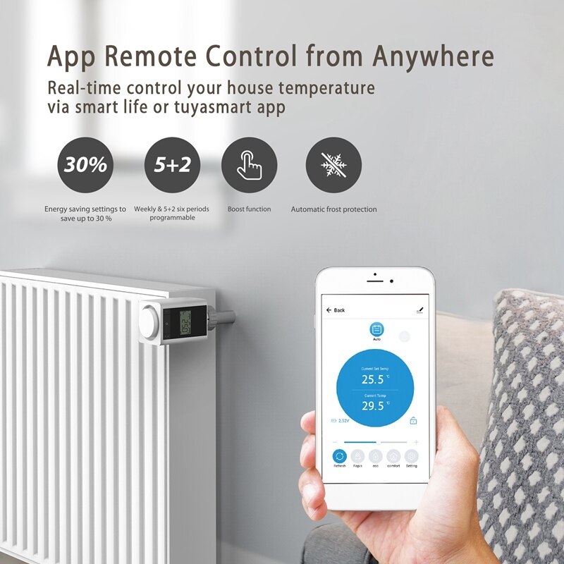 Bluetooth Temperature Controller Radiator Thermostat TRV for Tuya Smart Control Smart Home Voice Control Via Alexa